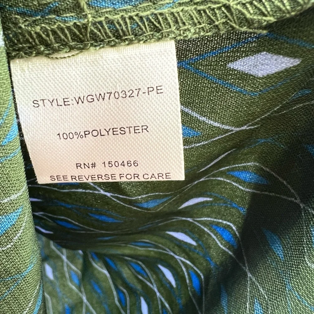 41 Hawthorn geometric diamond Forrest green roll tab sleeve S lightweight office - Picture 7 of 10